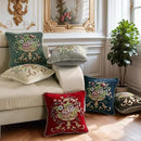 Set of 2 Brown Vintage Embroidered Throw Pillow Covers 18x18in，Floral Embroidered Cushion Cover for Sofa Couch Bed Burgandies Pillow Cover Brown by CozyNest Decor