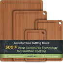 Wood Cutting Board, Carbonized Bamboo Cutting Boards Set With Smooth Surface & Easy Storage For Busy Kitchens, Ideal Charcuterie & Chopping, Durable, Knife-Friendly (4Pcs) by CozyNest Decor