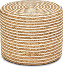 Wimarsbon 18'' Ottoman Pouf, Natural Braided Poof, Rustic Handweave Lounge Pouffe, Boho Footrest Stool for Bedroom, Accent Table or Seat for Living Room (Natural Water Hyacinth + White Cotton Rope) by CozyNest Decor