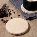 Beige Natural Travertine Marble Coasters Set of 4, Round 4 Inch Diameter Drink Marble Coasters for Housewarming Gifts, Anniversaries, Office Decorations Protect Tables from Stains & Scratches by CozyNest Decor