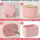 Storage Baskets for Organizing Shelves, Pink Basket for Nursery, Woven Cotton Rope Baskets for Storage, Towel Basket for Bathroom, 15"x11"x9.5", 3 Packs, Light Pink by TinyTreasures Baby Boutique