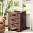 18" Farmhouse Night Stand with 3 Drawers, Wood End Table Dresser for Bedroom, Retro Nightstand, Bed Side Table with Metal Handle, Bedside Cabinet for Bedroom Living Room, Closet by CozyNest Decor