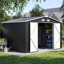 Aoxun 9.4x7.3x6.5 FT Outdoor Storage Shed with Base Outdoor Metal Shed for Tool, Garden, Bike, Placed in Patio, Garden Base Included (Black) by GreenHaven Gardens