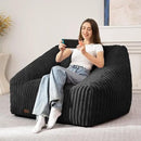 HABUTWAY Bean Bag Chair, Giant Bean Bag Chairs for Adults and Kids, Bean Bag Sofa, Lazy Floor Sofa, Faux Fur Beanbag Chair with Armrests for Living Room Bedroom (Black) by CozyNest Decor