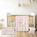 Personalized Baby Girl Crib Bedding Set – Custom Name Swan 3-Piece Nursery Set with Soft Flannel Blanket, Fitted Sheet & Pillowcase – Infant & Toddler Bedding Gift by TinyTreasures Baby Boutique