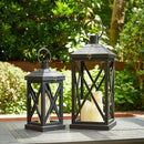 Glitzhome Modern Farmhouse Wooden Lantern Hanging Decorative Candle Lantern for Outdoor & Indoor Black Set of 2 (No Glass) by CozyNest Decor