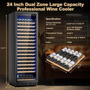 Upgraded 190 Bottles Wine Cooler Refrigerator,24 Inch Wide Wine Fridge with Professional Temperature Control System,Freestanding or Built-in installation, Quiet Operation,Black by CozyNest Decor