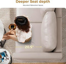 Faux Leather Oversized Accent Chair with Storage Deep Seat Single Sofa Large Reading Armchair for Living Room Bedroom Office Whitesand Set of 2 by CozyNest Decor