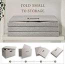 Medium 15" 21 Quart Collapsible Stackable Storage Bins with Lids, 5 Packs Beige Foldable Fabric Closet Boxes Heavy-duty Lidded Linen Cube Baskets Container Organizers and Storage by CozyNest Decor