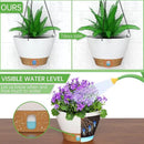 ZMTECH 10 Inch Hanging Planters for Outdoor Plants, Hanging Pots for Plants Indoor with Visible Water Level, Hanging Flower Basket with Drainage Holes & Removable Tray(2 Pack, White) by CozyNest Decor