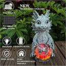 Solar Garden Statue Dragon Figurine with 7-Color Changing Solar Crackle Globe Lights- Loving Dragon for Patio,Balcony,Yard, Lawn-Unique Idea Gifts (Grey) by GreenHaven Gardens
