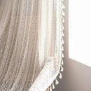 Sutuo Home Crochet Boho Curtain 63 Inches Length, Sheer Lace Handmade Tassels Knitted Window Treatment Vintage Rustic Bohemian Farmhouse Drape for Bedroom Rod Pocket 1 Panel 59" W x 63" L, Beige Wave by CozyNest Decor