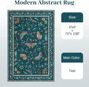 6x9 Rugs for Living Room with Insect Print - Bug Rug Non-Silp Stain Resistant Soft Carpet for Bedroom, Low Pile Ultra-Thin Machine Washable Carpet for Dining Room, Kids Nursery, Office (6'x9' Teal) by TinyTreasures Baby Boutique