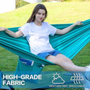 PNAEUT Double Hammocks with Stand for Outside, Portable Space Saving Heavy-Duty Steel Stand for Indoor Outdoor Patio with Carrying Bag, 450 lbs Capacity (Aqua) by GreenHaven Gardens
