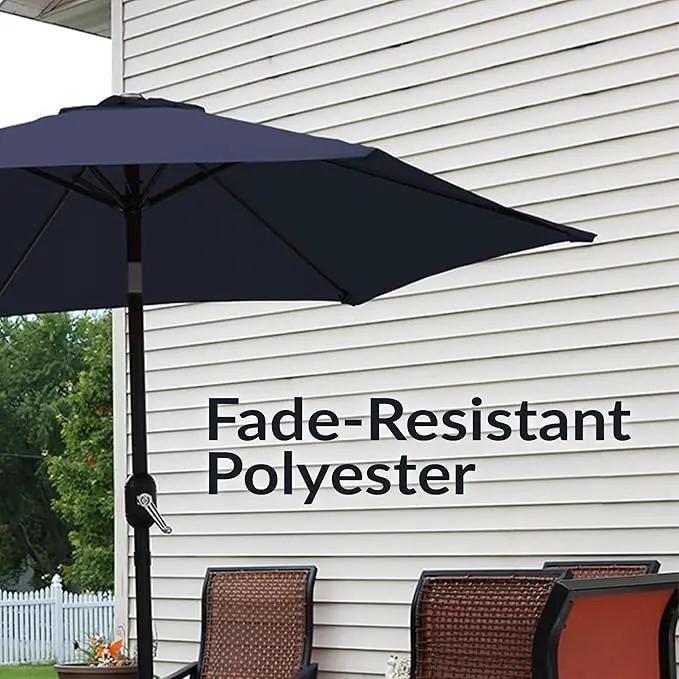 Sunnydaze Outdoor Patio Umbrella - Polyester Table Market Umbrella with Push-Button Tilt and Crank - 6 Sturdy Ribs - Blue - 7.5ft, photo 5 of 10