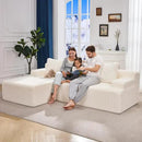 Hobestluk 96” Modular Sectional Sofa Couches L-Shape Couch 3 Seat Modular Sofa Memory Foam Sectional Couches for Living Room, Cloud Couch with Oversized Chaise (White, Stripe (Left Facing Chaise)) by CozyNest Decor
