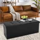 43 Inches Folding Storage Ottoman Bench, PU Leather Storage Chest, Footrest Padded Seat for Bedroom and Hallway, Holds up to 660 lbs, Black by CozyNest Decor