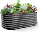 Land Guard Galvanized Raised Garden Bed, 8x4x2ft Planter Boxes Outdoor, Oval Larger Metal Planter Boxes for Vegetables, Fruits, Flowers (Grey) by GreenHaven Gardens