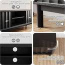 Black Mid Century Modern TV Stand, Wood Fluted Living Room TV Stands with Storage Sliding Doors, Desert-Inspired Design MCM Entertainment Center for 55 60 65 70 75 55+ 60+ 65+ 70+ Inch by CozyNest Decor