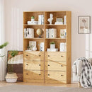 71" Tall Bookshelves Set of 2, Bookcases with Drawers, Bookshelves with Storage, Wooden Bookshelf with 3 Drawers & 3-Tier Open Shelves,Home Decor Furniture for Living Room,Bedroom,Home,Natural by CozyNest Decor