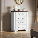 WLIVE Farmhouse Dresser for Bedroom, Tall Wood Dresser with 4 Drawers, Chest of Drawers with Roman Metal Handle for Living Room, Hallway, Closet, White by CozyNest Decor