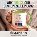 Custom Mug Upload Your Picture Personalized Coffee Mug with Photo Text Name Customized Cup Unique Ideas Gifts for Men Women Mom Dad Girlfriend Boyfriend Friend Family (Green, 11oz) by TinyTreasures Baby Boutique