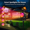 Spotlight Outdoor Control with Smart APP, 2 Pack 15W RGBW Landscape Lighting, Dimmable Color Changing IP67 Waterproof Spot Light Warm Flood Light for House Pathway Garden Yard Tree by GreenHaven Gardens