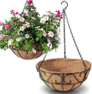 2 Pack Metal Hanging Planter Basket with Coco Coir Liner Chain Round for Garden Decoration Porch Indoor Outdoor (S Shape) by GreenHaven Gardens
