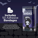 BioSwiss Bandages, Halloween Skeleton Shaped Self Adhesive Bandage, Latex Free Sterile Wound Care, Fun First Aid Kit Supplies for Kids, 50 Count by TinyTreasures Baby Boutique