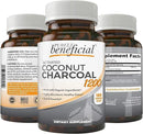 Activated Coconut Charcoal 1200mg, 180 Capsules - Pills for Digestive System, Bloating, Vegan (1bottle) by CozyNest Decor