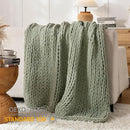 Chunky Knit Blanket Throw, 100% Hand Knit Throw Blanket Handmade Chenille Cable Knit Throw for Couch, Stylish Cozy Soft Rope Knot Crochet Blanket for Home Decor, Sage Green, 60x80 Inches by CozyNest Decor