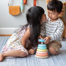 Play Platoon Wooden Rainbow Stacking Toy Ring Stacker, Educational Interactive Learning Toys, Create Stacks of Circles for Kids, Babies, Toddlers and Children by TinyTreasures Baby Boutique