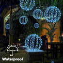 Flacchi Solar Powered Hanging Iron Sphere Lights with Artificial Greenery – 12Inch 120 LED Waterproof Outdoor Decor Ball Light with Timer & 8 Modes – 2 Pack for Garden, Christmas, Weddings(Blue) by GreenHaven Gardens