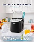 EUHOMY Countertop Ice Maker Machine with Handle, 26lbs in 24Hrs, 9 Ice Cubes Ready in 6 Mins, Auto-Cleaning Portable Ice Maker with Basket and Scoop, for Home/Kitchen/Camping/RV. (Black) by CozyNest Decor