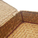 Seagrass Storage Basket Box with Lid Rectangular Woven Shelf Baskets Bins for Organize Snack Toys Set of 2 Natural Decorative(Large+Small) by CozyNest Decor