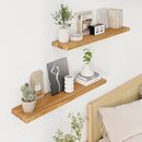 Axeman 36 inch Floating Shelves for Wall - 8'' D Live Edge Rustic Solid Elm Wood Floating Shelves Wall Mounted, Wall Shelves with Invisible Bracket for Living Room Bedroom Kitchen, Set of 2 Natural by CozyNest Decor