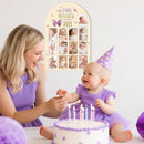 R HORSE My First Year Photo Display Wood Board - 3D Pink Purple Butterfly Baby's First Year Picture Frame, 12 Months Milestone Board Neutral Baby Keepsake Gift 1st Birthday Nursery Decor for Girl by TinyTreasures Baby Boutique