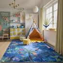 LIVEBOX Washable Jungle Animal Print Rugs 9x12 Blue Rugs for Living Room, Stain Resistant Soft Kids Area Rugs for Bedroom, Non-Skid Modern Dining Room Rug Floor Carpet for Playroom Kids Nursery by CozyNest Decor