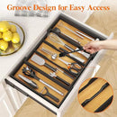 Lifewit Utensil Organizer for Kitchen Drawer, Bamboo Cooking Utensil Tray, Expandable Cutlery Silverware Flatware Holder, Adjustable Spatula Tools Gadgets Storage Divider, Large, Natural and Black by CozyNest Decor