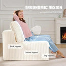 Single Sofa 1 Seat Couch with Deep Seat Memory Foam Cloud Chair with Pillows Large Sofa with L Shape for Living Room Bedroom (Strip White, Single) by CozyNest Decor