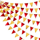 Red Gold Party Decorations Metallic Fabric Triangle Pennant Banner Flag Bunting Garland for Graduation Birthday Wedding Bachelorette Anniversary Baby Shower Christmas Holiday New Year Party Supplies by GreenHaven Gardens