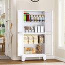 47.25" Metal Pantry Cabinet, Storage Cabinets with 4 Door and 2 Adjustable Shelves, White Bathroom Cabinet, Freestanding Cupboard for Kitchen Dining Living Room Bathroom by CozyNest Decor