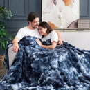 Cozy Bliss Faux Fur Throw Blanket for Couch, Fuzzy Soft Plush Thick Bubble Blanket for Sofa Bedroom Living Room, 90 * 90 Inches Tie Dye Blue by CozyNest Decor