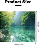 BSFHH Nature Tapestry Forest Tree Sea Cave Wall Hanging, Stream Through Rainforest Landscape Wall Art Tapestry for Bedroom Living room (Lake View, 59" × 51", Unframed) by CozyNest Decor
