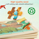 SYNARRY Large Dinosaur Wooden Puzzles for Kids 4 in 1 Gift Box(12.2 * 9.4 in) - FSC Certified, Jigsaw Puzzles for Kids Ages 4-6, Dinosaur Toys Gifts for 3 4 5 Year Old Boys Girls by TinyTreasures Baby Boutique