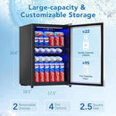 2.5 Cu.Ft Beverage Fridge, Mini Fridge With Glass Door, Beverage Cooler Refrigerator, Wine Drink Beer Cooler, Adjustable Shelves & Digital Temperature Display, 22 Bottle 95 Can by CozyNest Decor