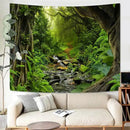 AMM Green Rainforest Tapestry Nature Forest Tapestry for Bedroom Aesthetic Misty Tropical Jungle Trees Flowing Stream Landscape Tapestries Wall Hanging for Living Room Dorm 80 x 60 Inch by CozyNest Decor