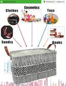 LANGYASHAN Rectangular Storage Bin Collapse Canvas Fabric Cartoon Storage Basket with Handles for Organizing Home Kitchen Boys and Girls Toys Office Closet Shelf Baskets (Rec Black line) by TinyTreasures Baby Boutique