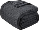 EMME Cotton Muslin Large Throw Blanket Couch Breathable Gauze Blanket Soft Lightweight Bed Blankets Adults (Black, 50"x70") by CozyNest Decor