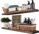 BGMG Floating Shelves 36 inch Long, Distressed,Wide Rustic Wooden Wall Shelves for Bathroom Living Room Bedroom Kitchen Farmhouse Set of 2-36x6.7x1.25 inch-Distressed Walnut by CozyNest Decor